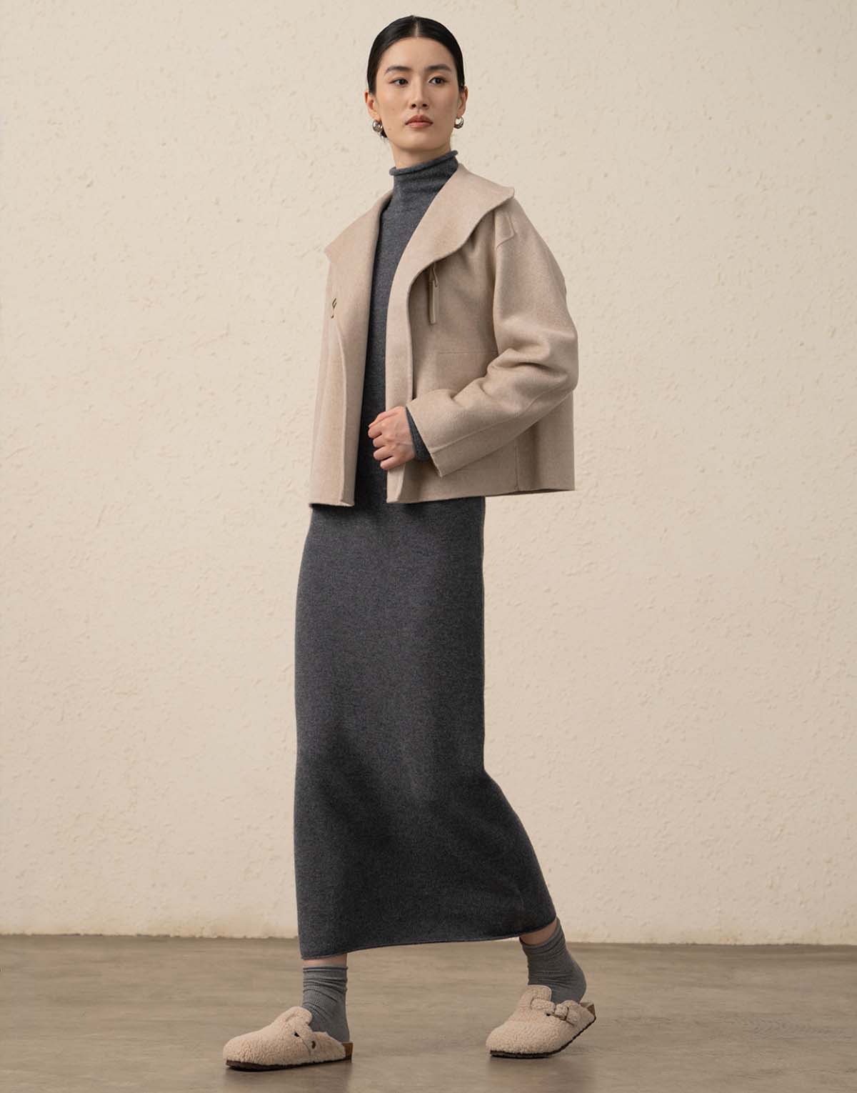 Ultra-light Asymmetric Handmade Cashmere Coat-902